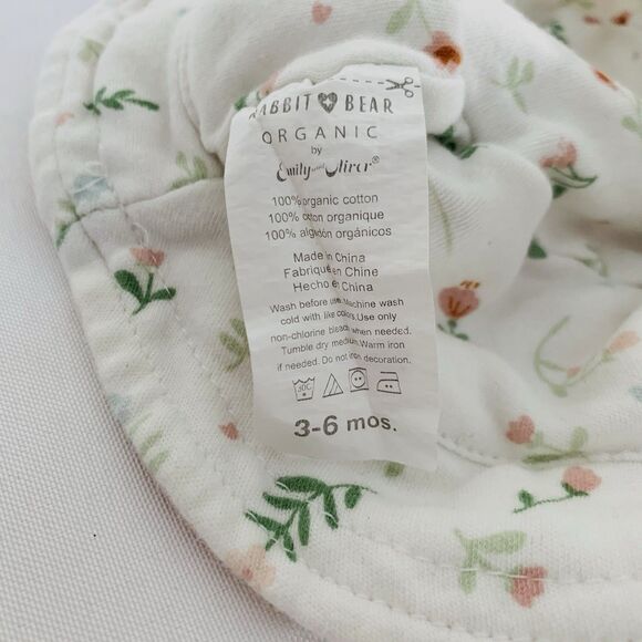 Rabbit Bear Hat Sunhat Baby Girl 3-6 Months White Pink Stripe Floral Reversible - Picture 4 of 7